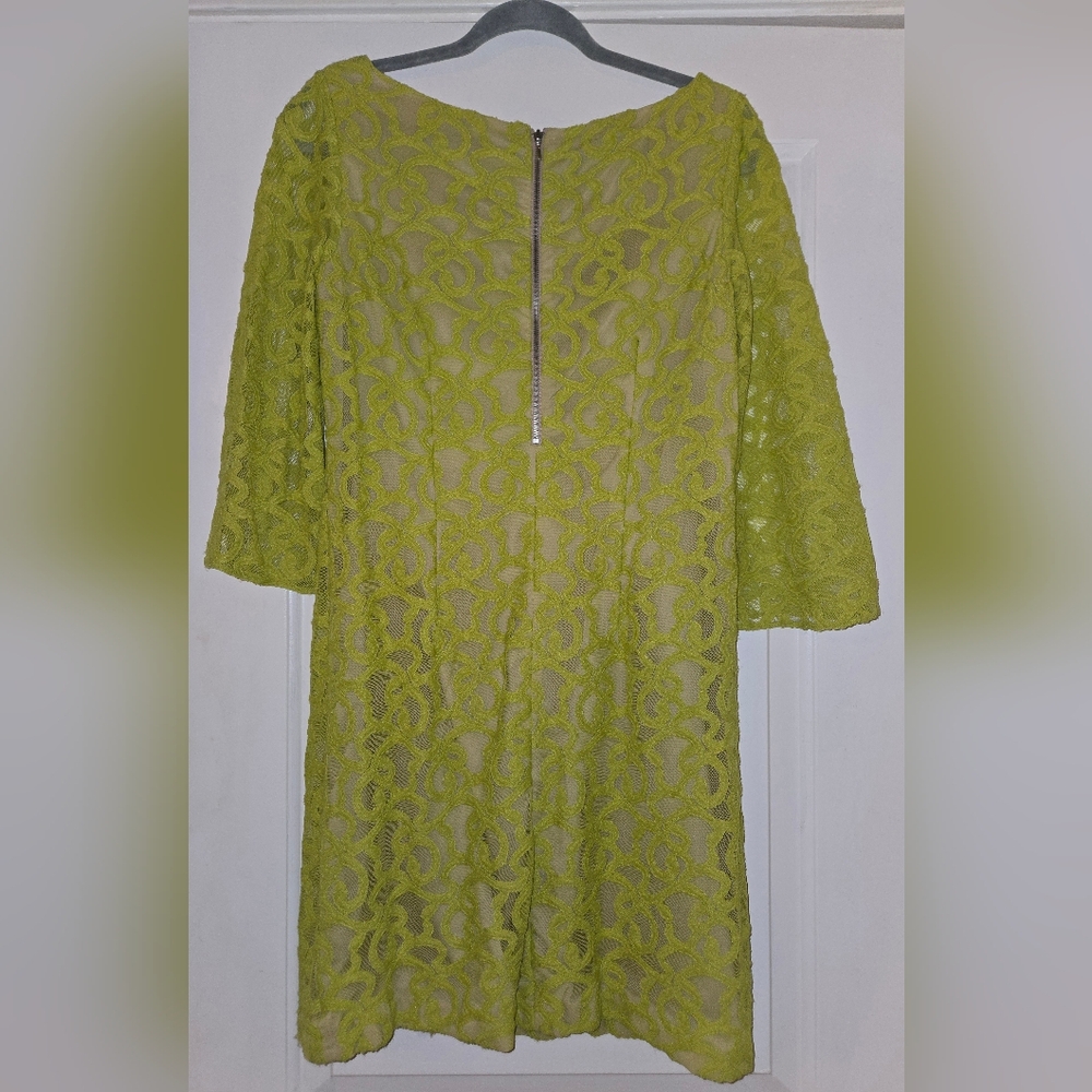 Nine West Lime Green Lace Dress Size 6 - Picture 2 of 4